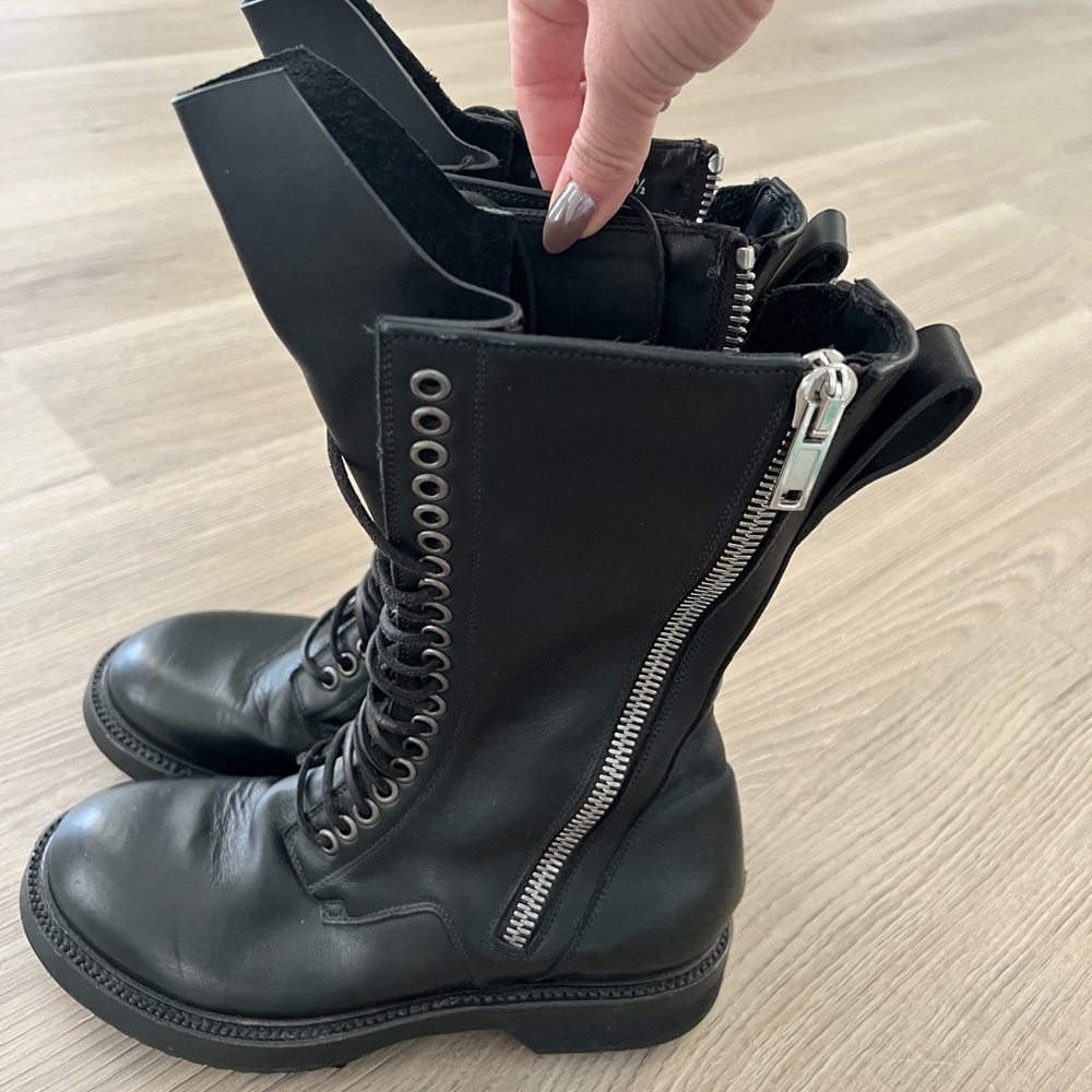 Rick Owens Womens Vicious Double Zip Lace Up Boots 36.5
